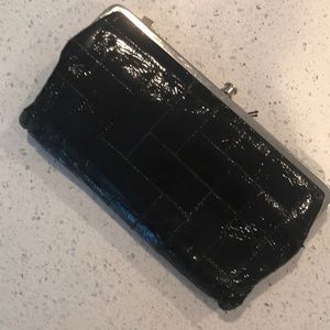 Hobo patent black clutch wallet